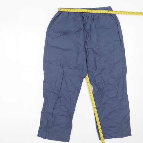 Dunnes Stores Women’s Blue Linen Cotton Drawstring Trousers XS