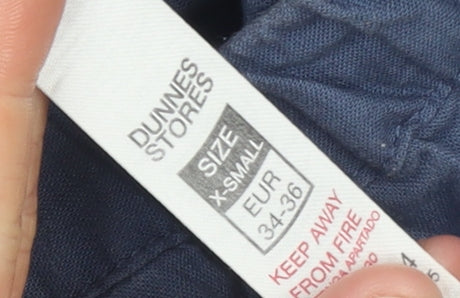 Dunnes Stores Women’s Blue Linen Cotton Drawstring Trousers XS