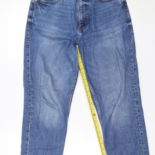 Zara Women Blue High Rise Mom Jeans Size 10 Regular Denim