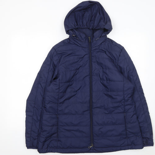 Brooks Brothers Womens Blue XL Puffer Jacket Hooded Polyester