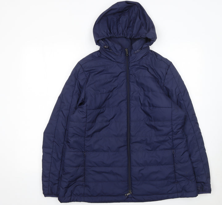 Brooks Brothers Womens Blue XL Puffer Jacket Hooded Polyester