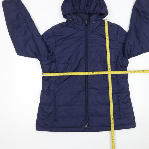 Brooks Brothers Womens Blue XL Puffer Jacket Hooded Polyester