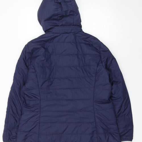 Brooks Brothers Womens Blue XL Puffer Jacket Hooded Polyester
