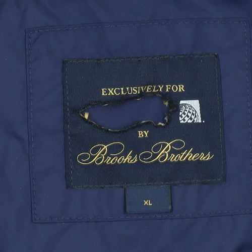 Brooks Brothers Womens Blue XL Puffer Jacket Hooded Polyester