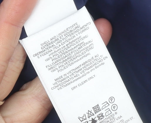 Brooks Brothers Womens Blue XL Puffer Jacket Hooded Polyester