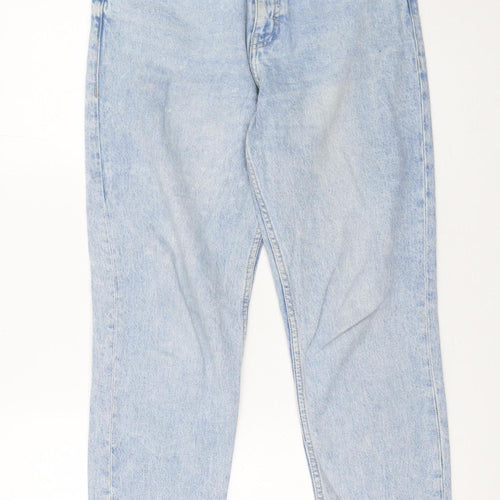 Zara Womens Blue High Rise Mom Jeans Size 10 Relaxed Fit Denim