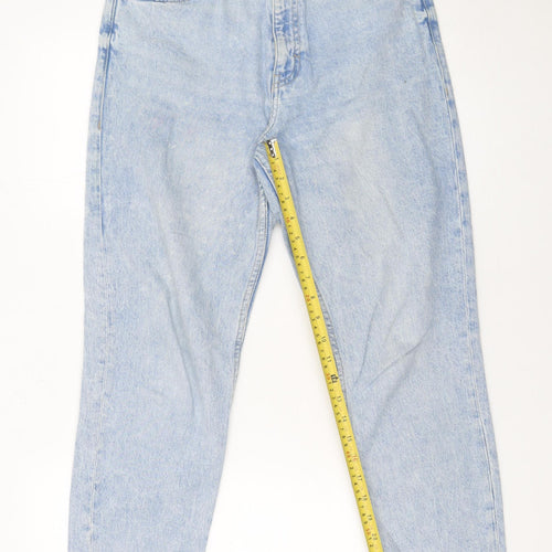 Zara Womens Blue High Rise Mom Jeans Size 10 Relaxed Fit Denim