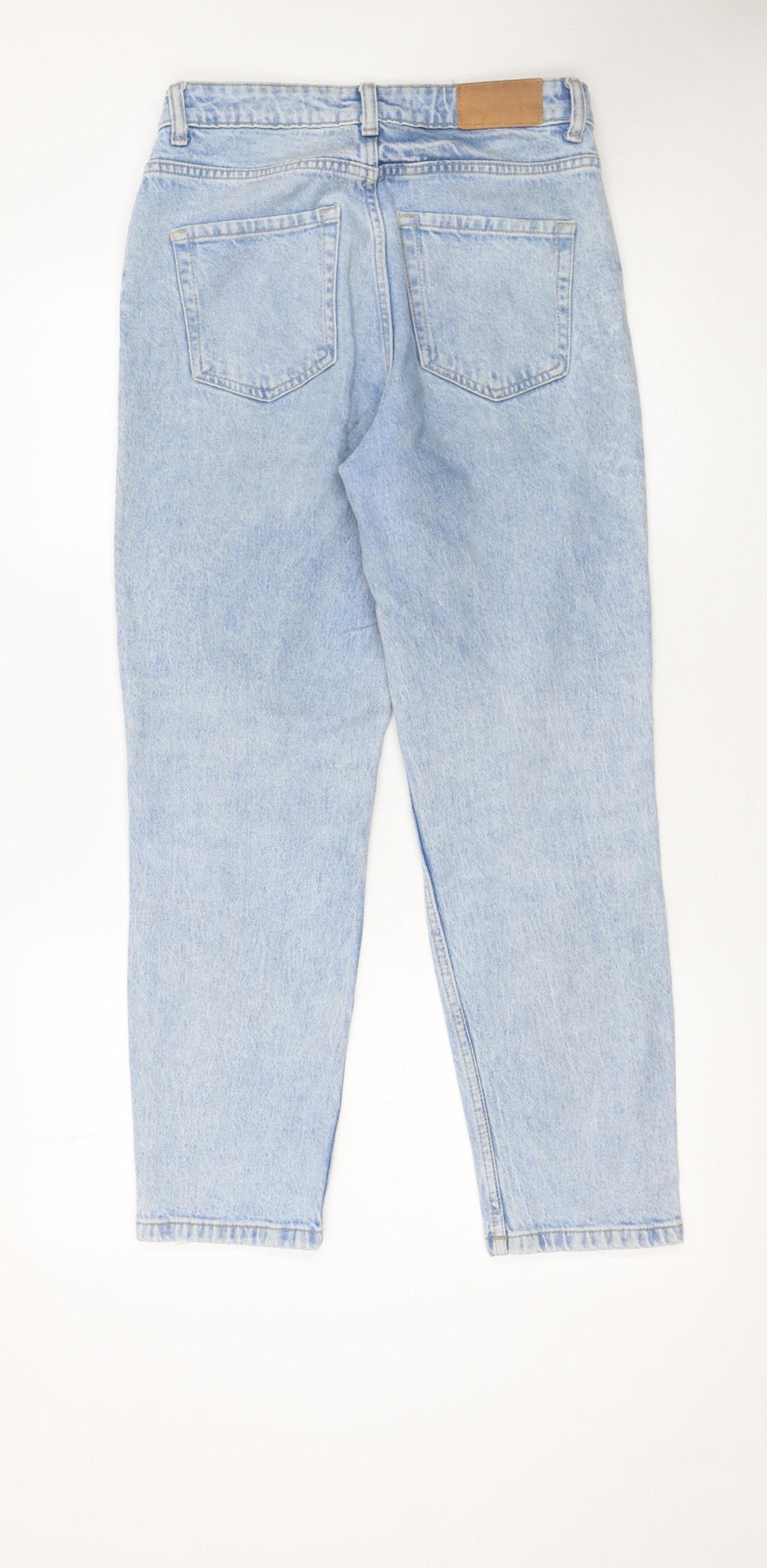 Zara Womens Blue High Rise Mom Jeans Size 10 Relaxed Fit Denim