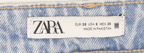 Zara Womens Blue High Rise Mom Jeans Size 10 Relaxed Fit Denim
