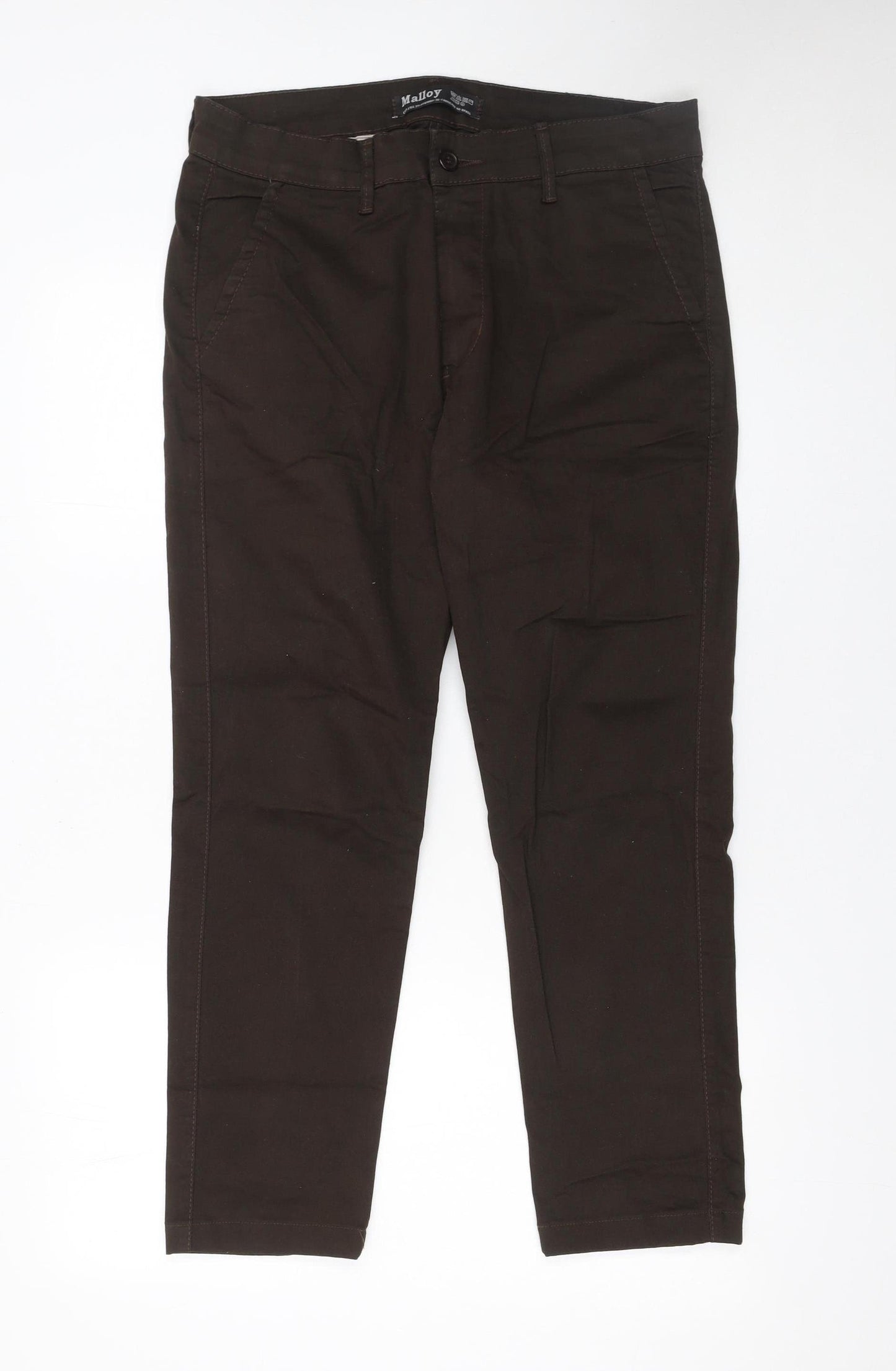 Malloy Women’s Brown Chino Trousers Size 12 Stretch Cotton Blend