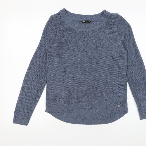 ONLY Womens Blue XS Chunky Knit Pullover Jumper