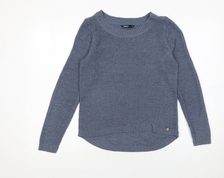 ONLY Womens Blue XS Chunky Knit Pullover Jumper