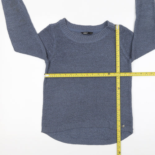 ONLY Womens Blue XS Chunky Knit Pullover Jumper