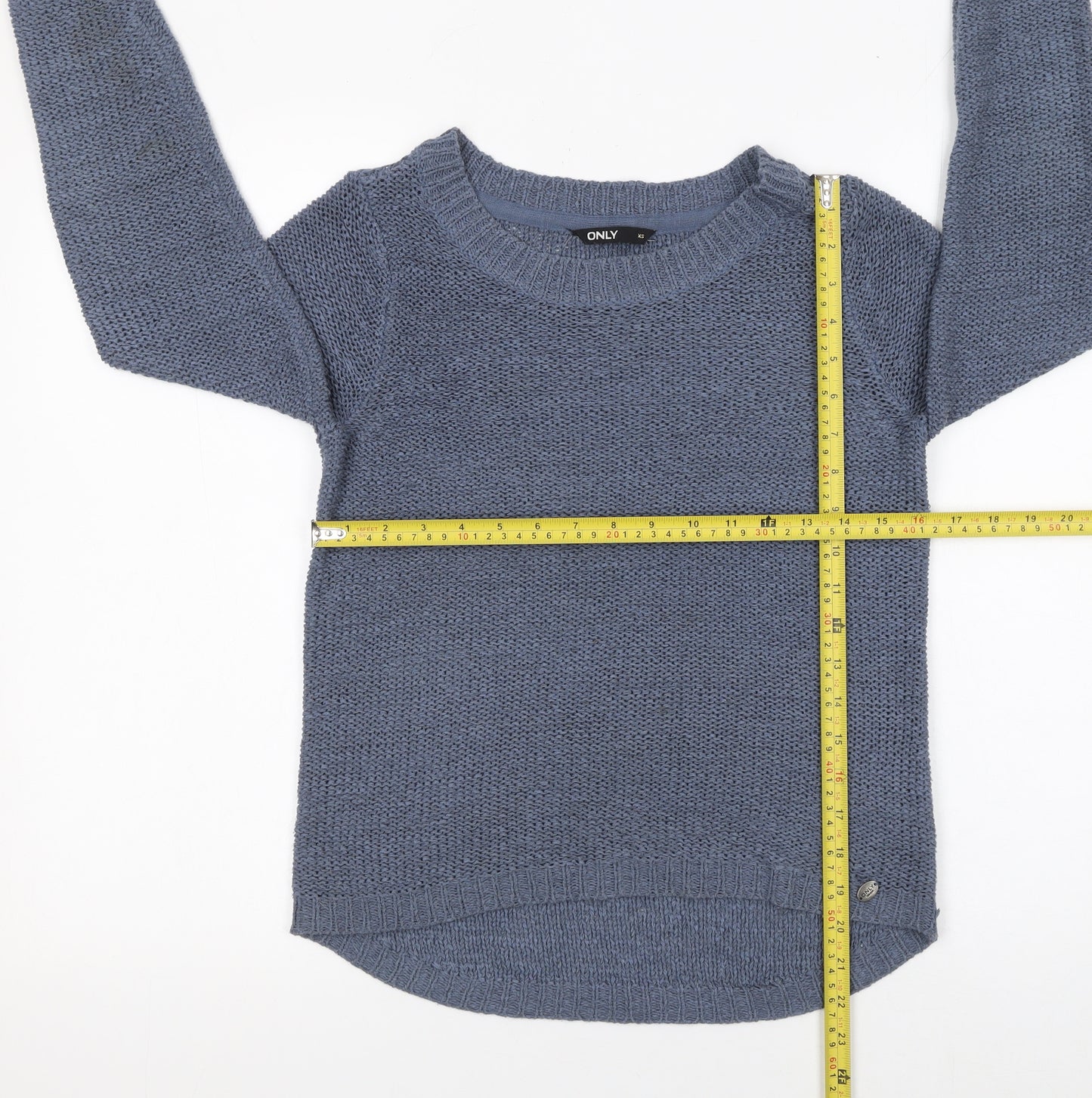 ONLY Womens Blue XS Chunky Knit Pullover Jumper