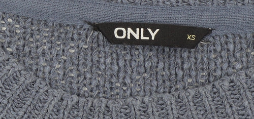 ONLY Womens Blue XS Chunky Knit Pullover Jumper
