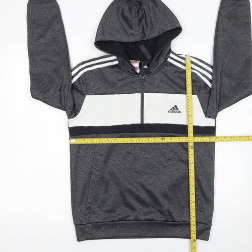 Adidas Boys Grey & White 1/4 Zip Hoodie Sweatshirt 13-14 Years