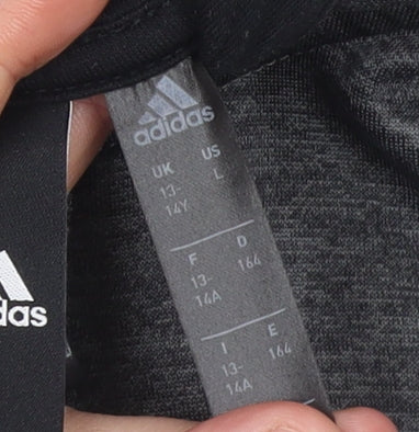 Adidas Boys Grey & White 1/4 Zip Hoodie Sweatshirt 13-14 Years
