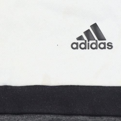 Adidas Boys Grey & White 1/4 Zip Hoodie Sweatshirt 13-14 Years