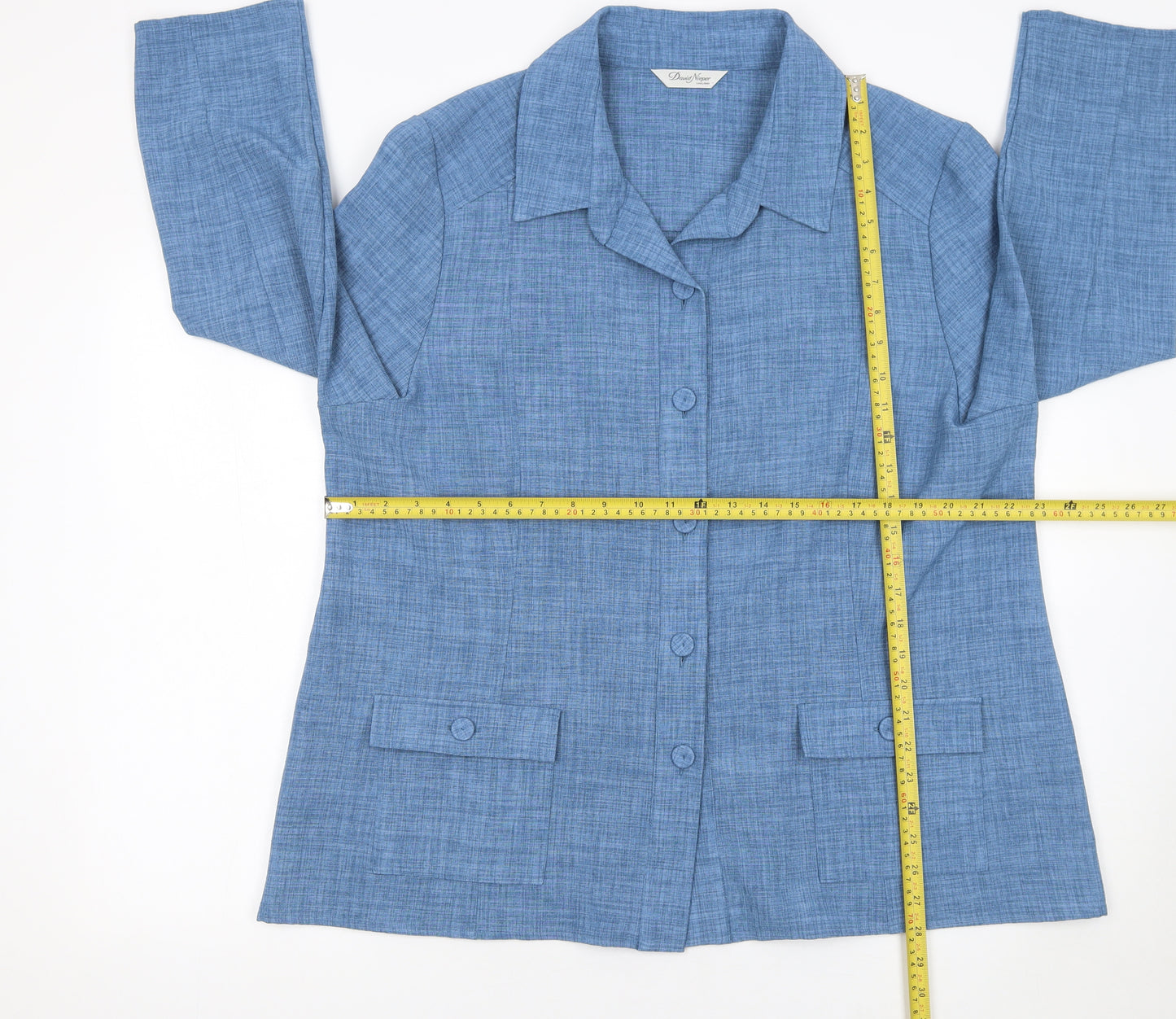 David Nieper Women's Blue Size 22 Woven Polyester Blazer Jacket