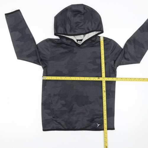 Old Navy Boys Black Camouflage Pullover Active Hoodie Size 8 Years