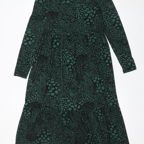 F&F Women’s Green Animal Print Midi A-Line Dress Size 6