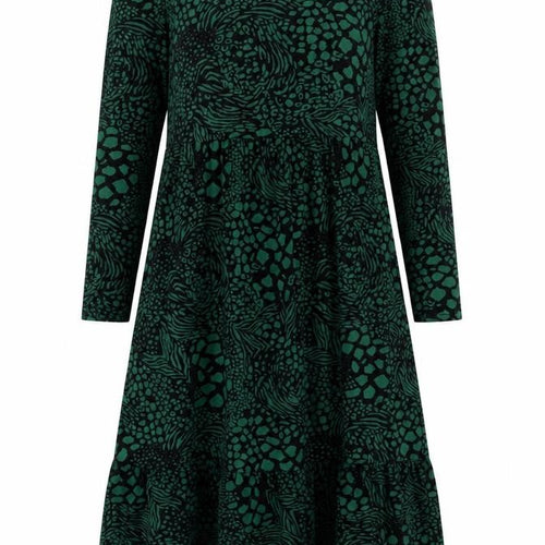 F&F Women’s Green Animal Print Midi A-Line Dress Size 6