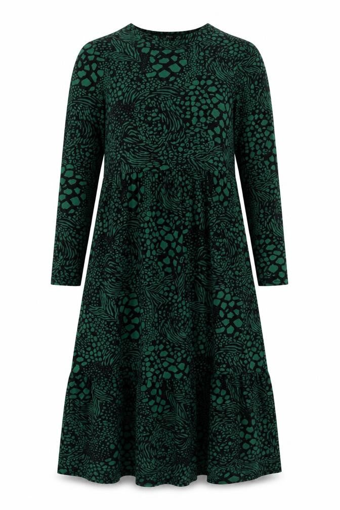 F&F Women’s Green Animal Print Midi A-Line Dress Size 6