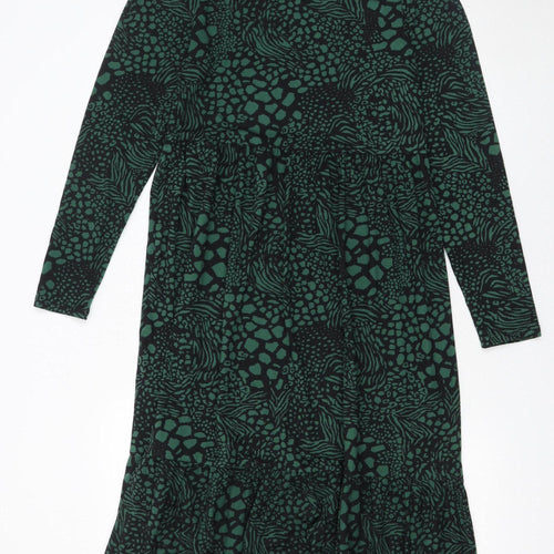 F&F Women’s Green Animal Print Midi A-Line Dress Size 6