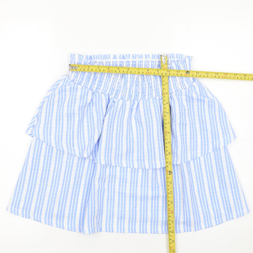 Dunnes Stores Girls Blue Striped Seersucker A-Line Skirt L 26in Waist