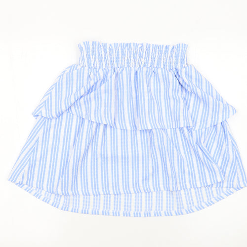 Dunnes Stores Girls Blue Striped Seersucker A-Line Skirt L 26in Waist