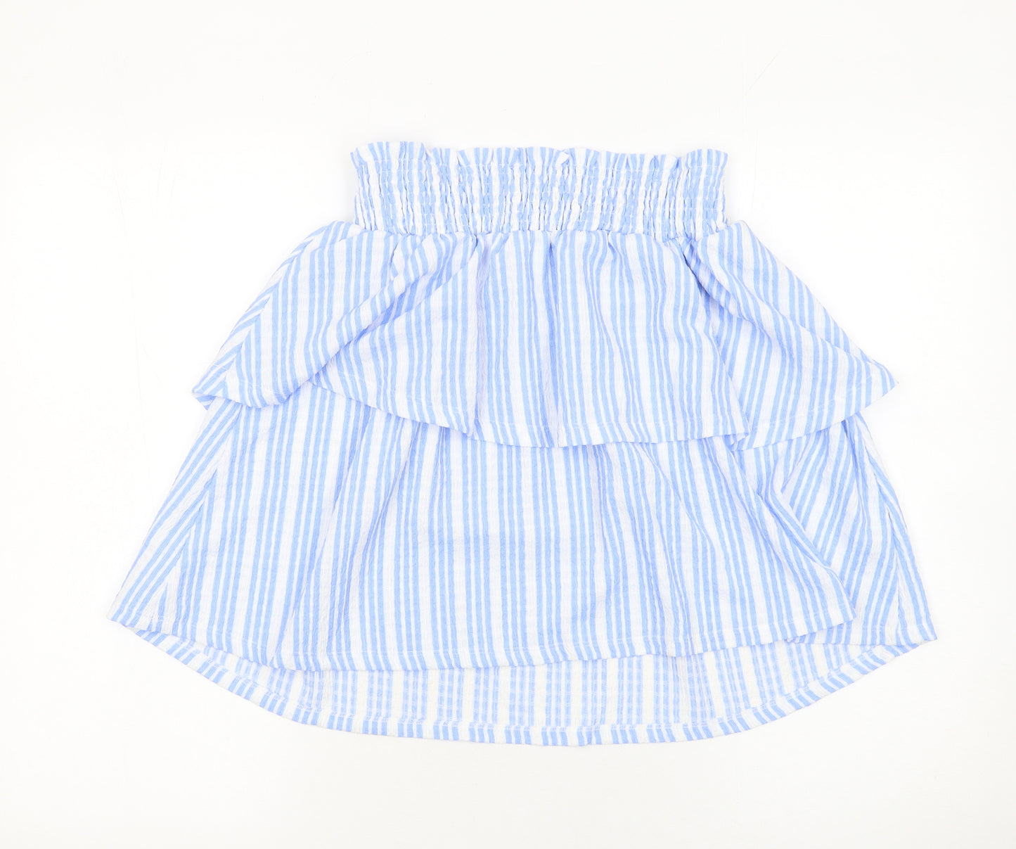 Dunnes Stores Girls Blue Striped Seersucker A-Line Skirt L 26in Waist