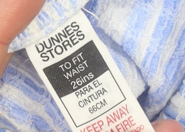 Dunnes Stores Girls Blue Striped Seersucker A-Line Skirt L 26in Waist