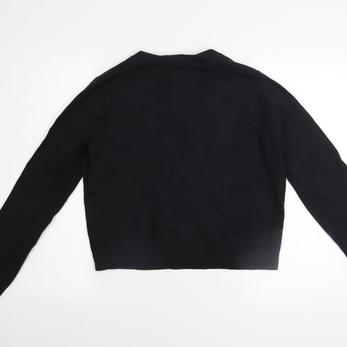 Lands' End Women's Black Petite M V-Neck Cotton Blend Cardigan