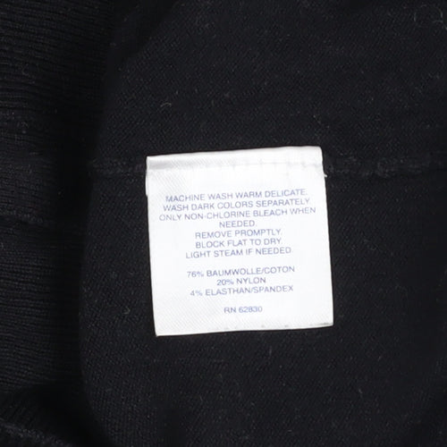 Lands' End Women's Black Petite M V-Neck Cotton Blend Cardigan