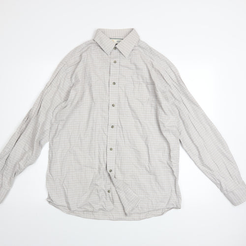 Marks and Spencer Men's Beige Check Long Sleeve Cotton Shirt 15.5in
