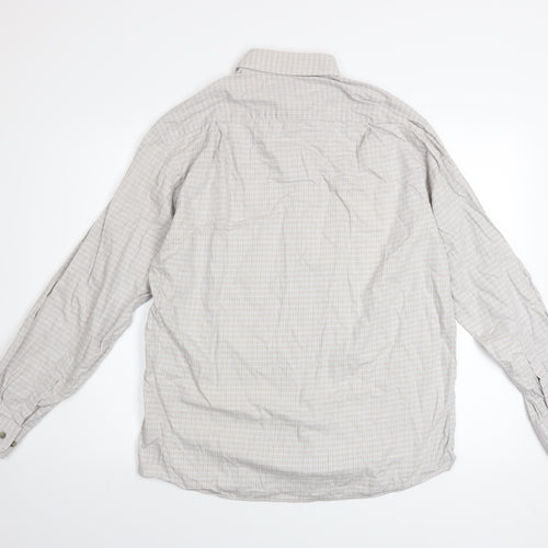 Marks and Spencer Men's Beige Check Long Sleeve Cotton Shirt 15.5in