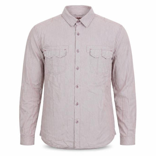 New Look Men's Red Striped Cotton Long Sleeve Button-Up Shirt M