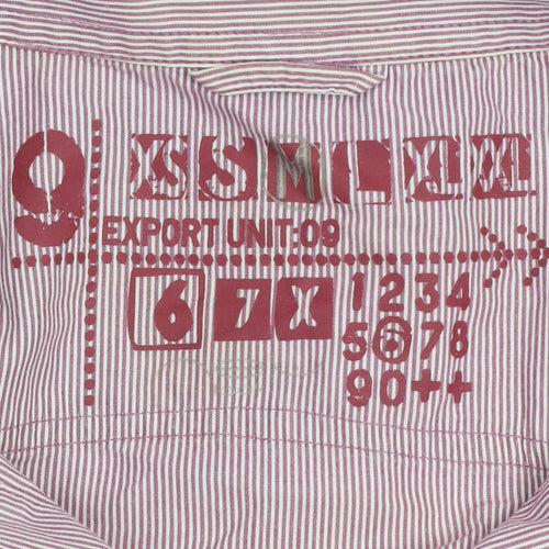 New Look Men's Red Striped Cotton Long Sleeve Button-Up Shirt M