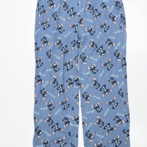 Disney Girls Blue Stitch Pyjama Pants 13-14 Years Cotton Blend Loungewear