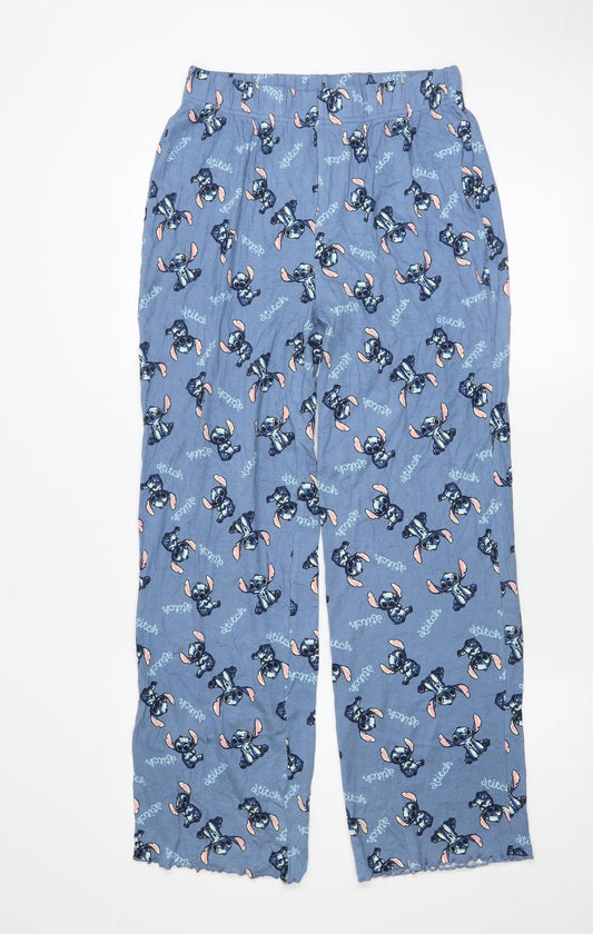 Disney Girls Blue Stitch Pyjama Pants 13-14 Years Cotton Blend Loungewear