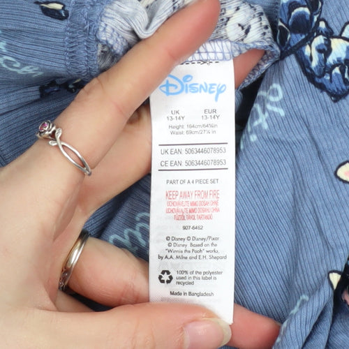Disney Girls Blue Stitch Pyjama Pants 13-14 Years Cotton Blend Loungewear
