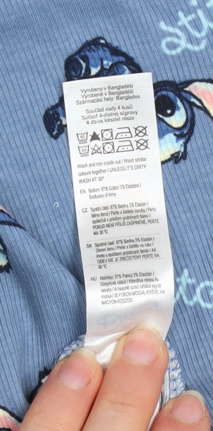 Disney Girls Blue Stitch Pyjama Pants 13-14 Years Cotton Blend Loungewear