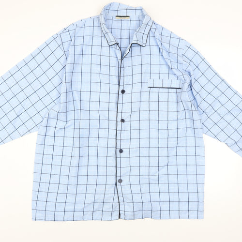 Dunnes Stores Men Blue Check Cotton Long Sleeve Pyjama Top 2XL