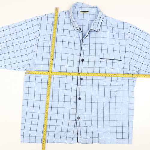 Dunnes Stores Men Blue Check Cotton Long Sleeve Pyjama Top 2XL
