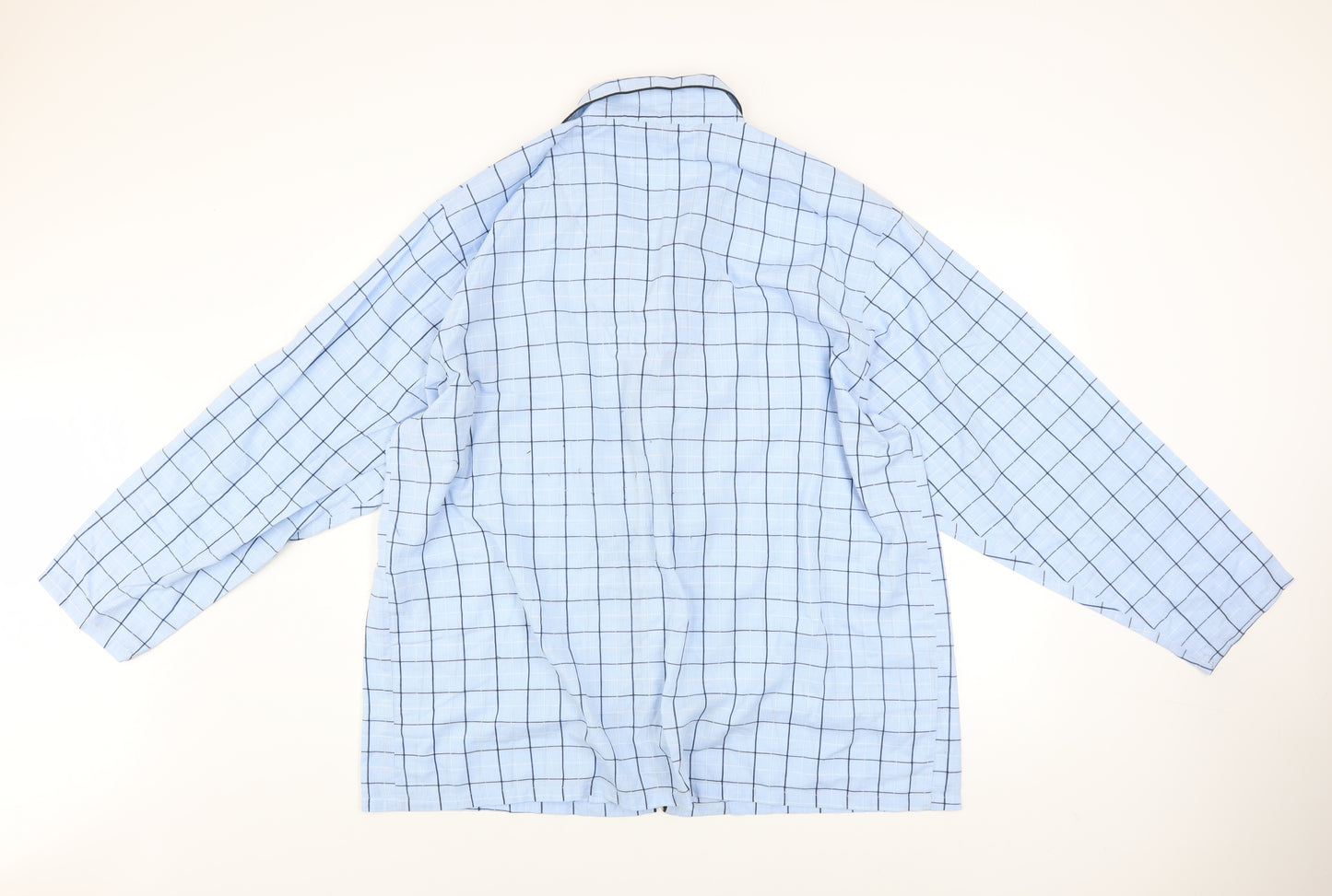 Dunnes Stores Men Blue Check Cotton Long Sleeve Pyjama Top 2XL