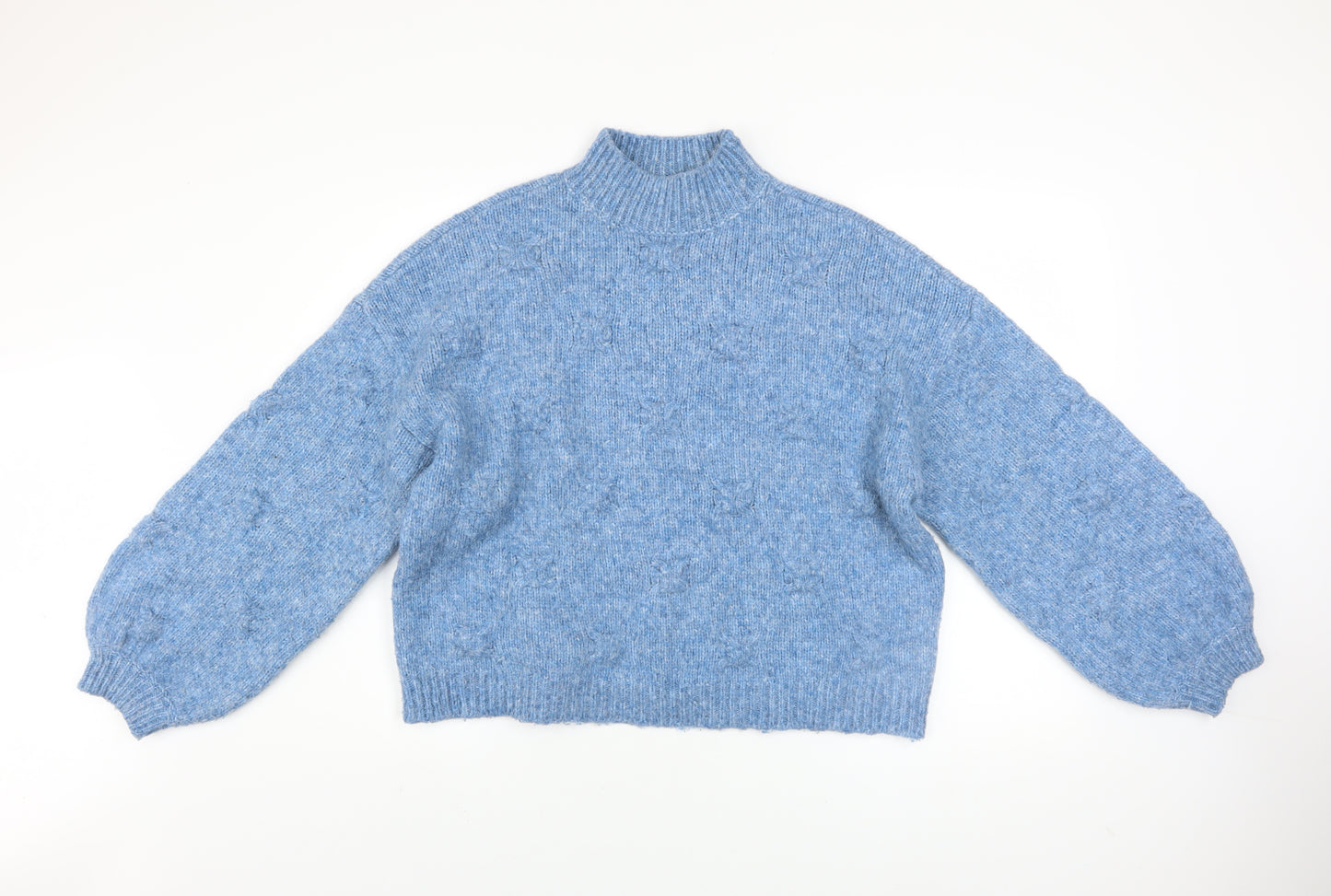 Vero Moda Women's Blue Mock Neck Chunky Knit Jumper M