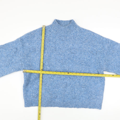 Vero Moda Women's Blue Mock Neck Chunky Knit Jumper M