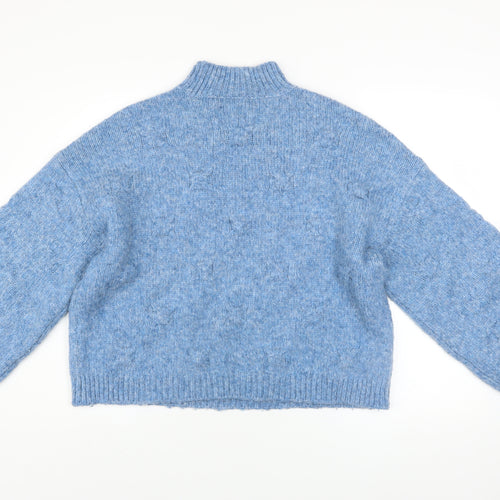Vero Moda Women's Blue Mock Neck Chunky Knit Jumper M