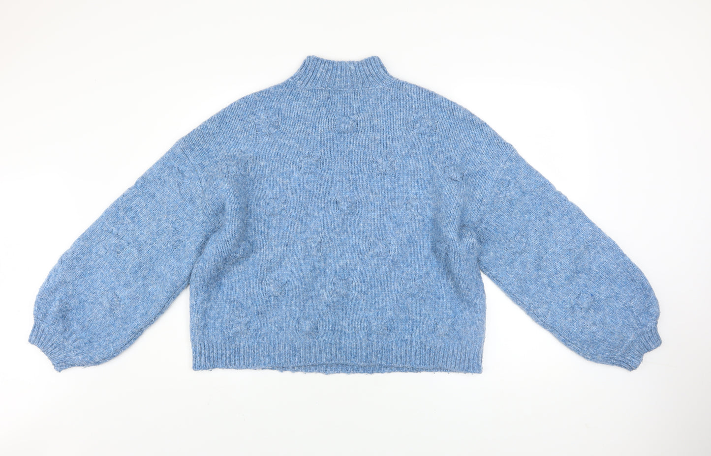 Vero Moda Women's Blue Mock Neck Chunky Knit Jumper M