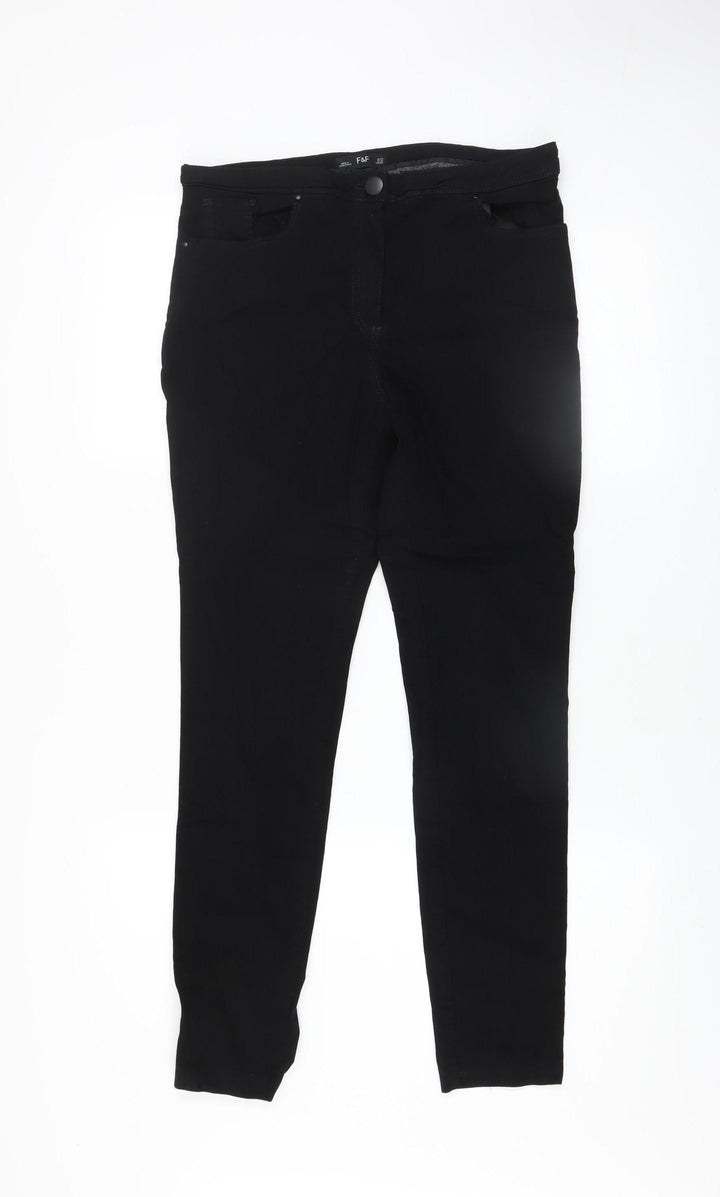 F&F Women Black Size 12 Skinny Jeans Stretch Mid Rise